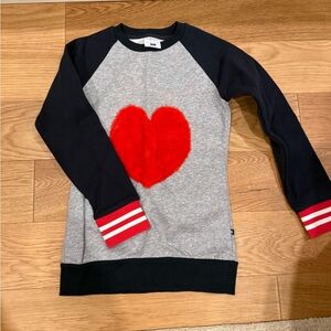 Toobydoo Red Heart Gray and Black Sweatshirt